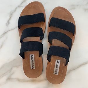 Steve Madden black slip-on sandals
